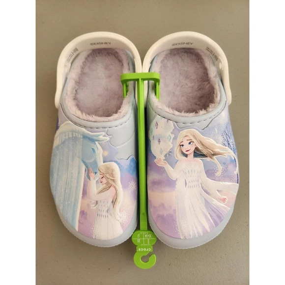 NEW Crocs Disney Slippers Frozen Lined Clogs Elsa Shoes for Girls/Boys Size J2 - Picture 1 of 11